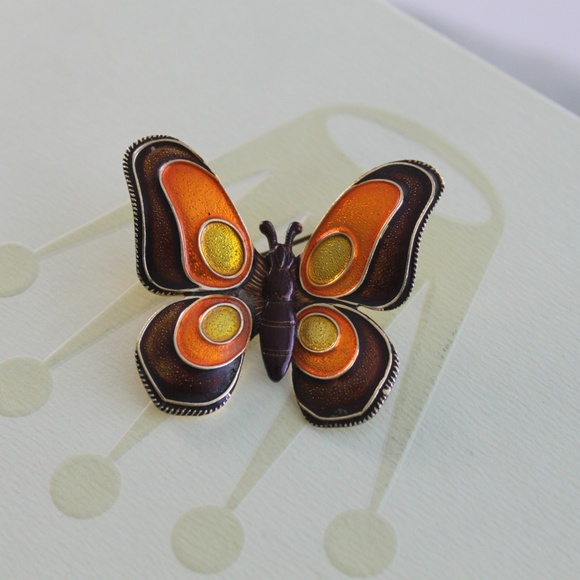 Vintage Stamped Metal Butterfly Pin - Picture 2 of 3